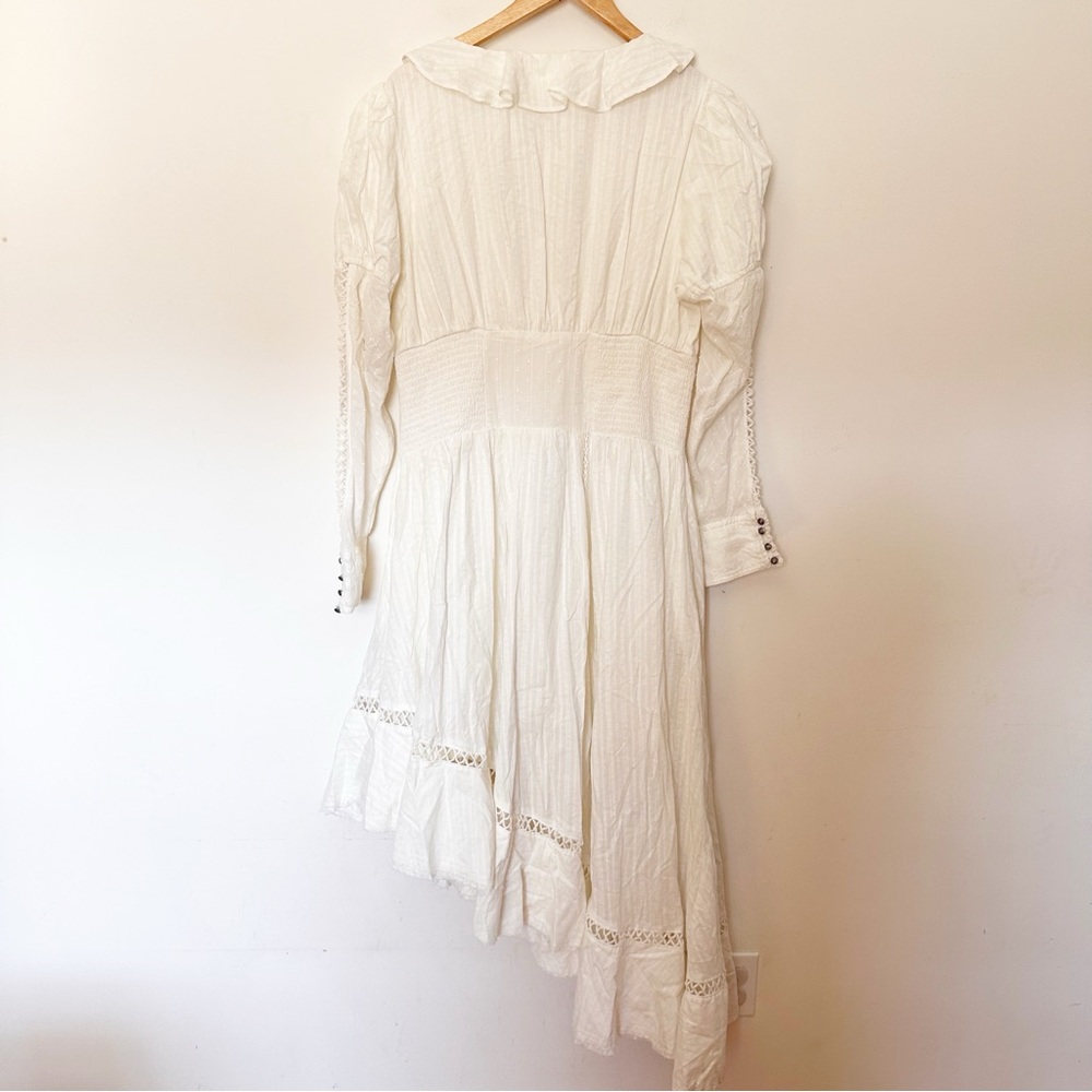 Anthropologie Pilcro Long-Sleeve Asymmetrical Ruffled V-Neck Midi Dress - Picture 8 of 8